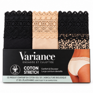 Pack 3 braguitas de algodón con encaje - COTON STRETCH - VARIANCE -