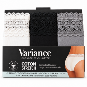 Pack de 3 braguitas de algodón con encaje COTON STRETCH – VARIANCE -